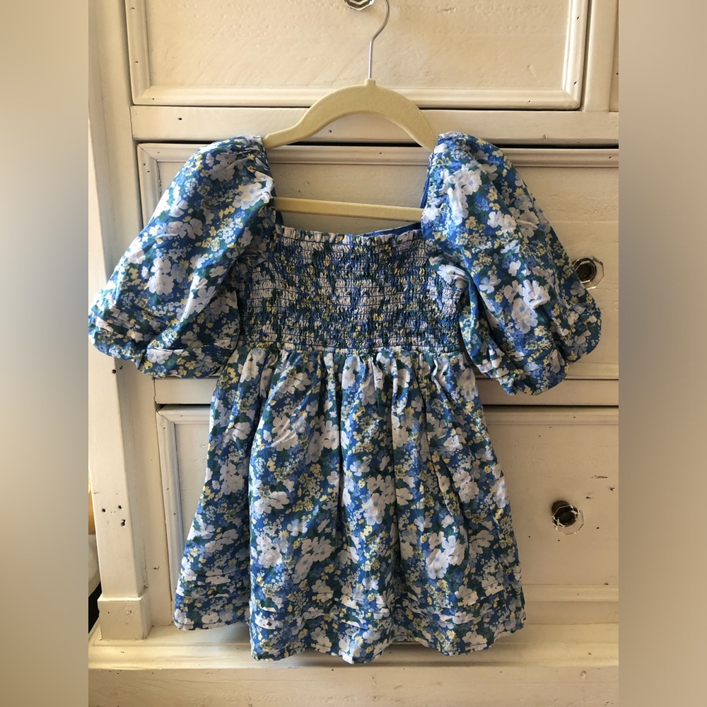 Janie and Jack / Floral Blue Puff Sleeve Dress